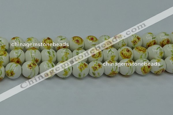 CPB561 15.5 inches 6mm round Painted porcelain beads