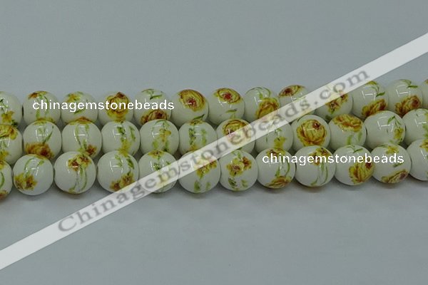 CPB562 15.5 inches 8mm round Painted porcelain beads