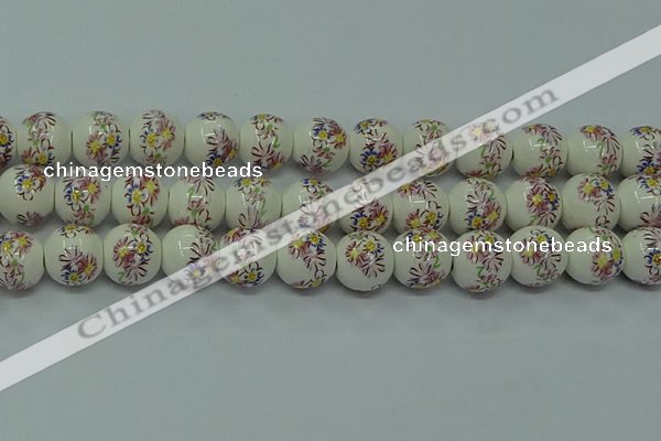 CPB571 15.5 inches 6mm round Painted porcelain beads