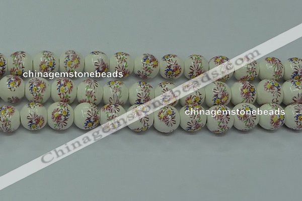CPB572 15.5 inches 8mm round Painted porcelain beads