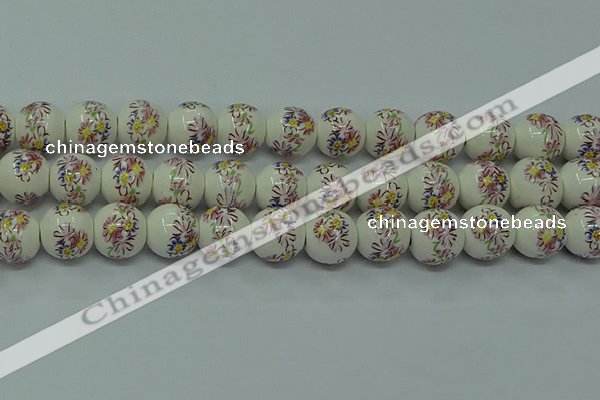 CPB572 15.5 inches 8mm round Painted porcelain beads