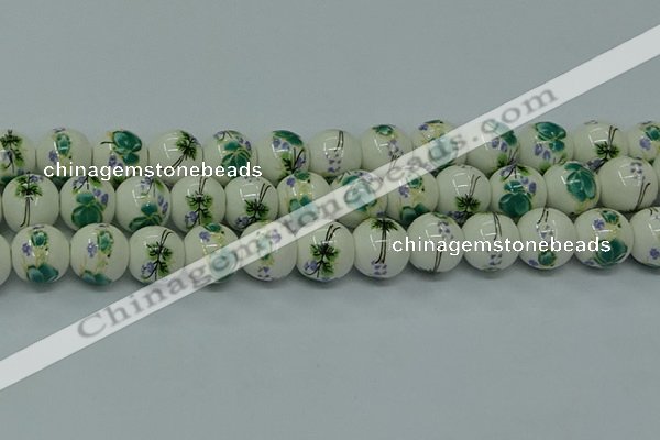 CPB581 15.5 inches 6mm round Painted porcelain beads