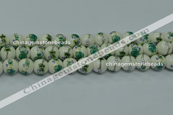 CPB582 15.5 inches 8mm round Painted porcelain beads