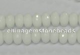 CPB59 15.5 inches 6*10mm faceted rondelle white porcelain beads