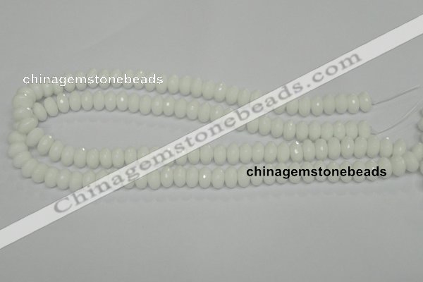 CPB59 15.5 inches 6*10mm faceted rondelle white porcelain beads