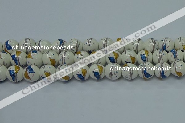 CPB591 15.5 inches 6mm round Painted porcelain beads