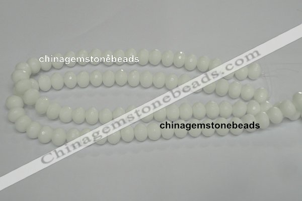 CPB60 15.5 inches 8*12mm faceted rondelle white porcelain beads