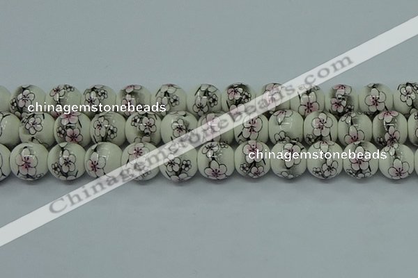 CPB601 15.5 inches 6mm round Painted porcelain beads