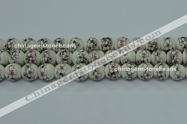 CPB602 15.5 inches 8mm round Painted porcelain beads