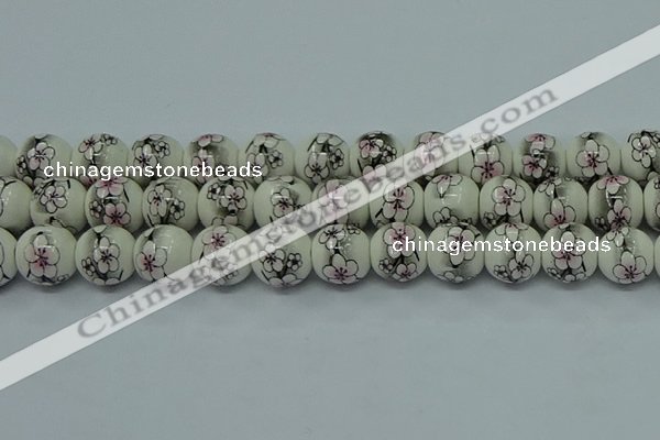 CPB603 15.5 inches 10mm round Painted porcelain beads