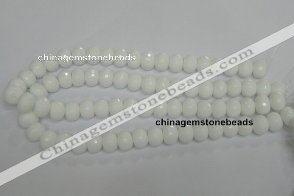 CPB61 15.5 inches 10*14mm faceted rondelle white porcelain beads