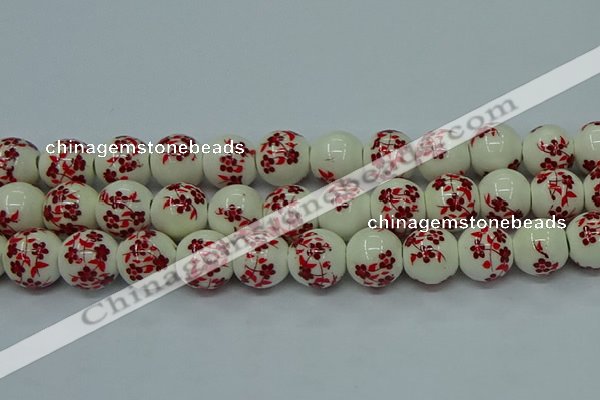 CPB612 15.5 inches 8mm round Painted porcelain beads