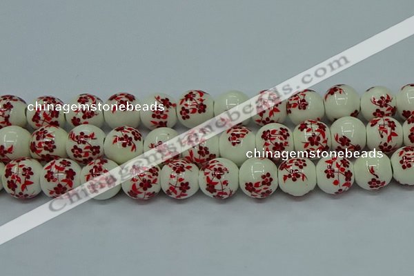 CPB613 15.5 inches 10mm round Painted porcelain beads