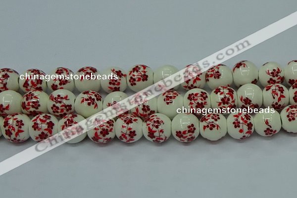 CPB614 15.5 inches 12mm round Painted porcelain beads