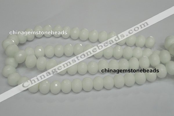 CPB62 15.5 inches 12*16mm faceted rondelle white porcelain beads