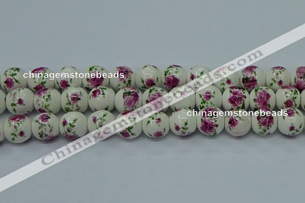 CPB632 15.5 inches 8mm round Painted porcelain beads