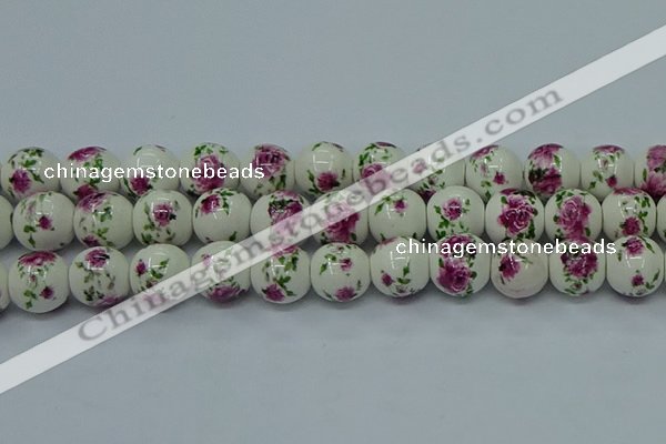 CPB634 15.5 inches 12mm round Painted porcelain beads