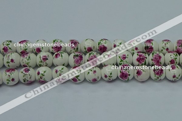 CPB635 15.5 inches 14mm round Painted porcelain beads