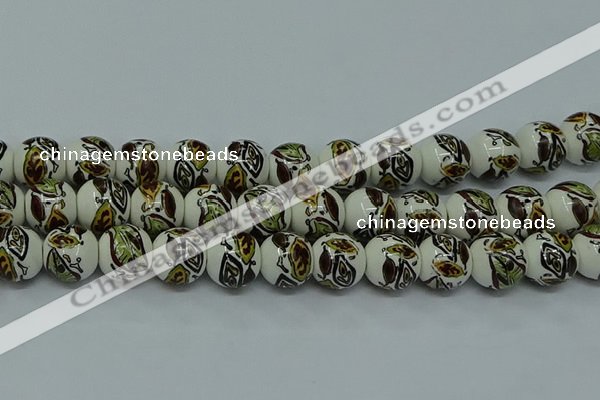 CPB641 15.5 inches 6mm round Painted porcelain beads