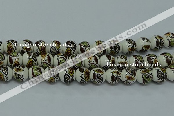 CPB642 15.5 inches 8mm round Painted porcelain beads