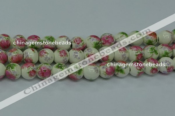 CPB655 15.5 inches 14mm round Painted porcelain beads