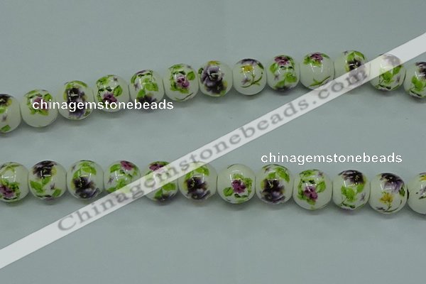 CPB663 15.5 inches 10mm round Painted porcelain beads