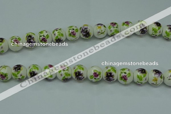 CPB664 15.5 inches 12mm round Painted porcelain beads