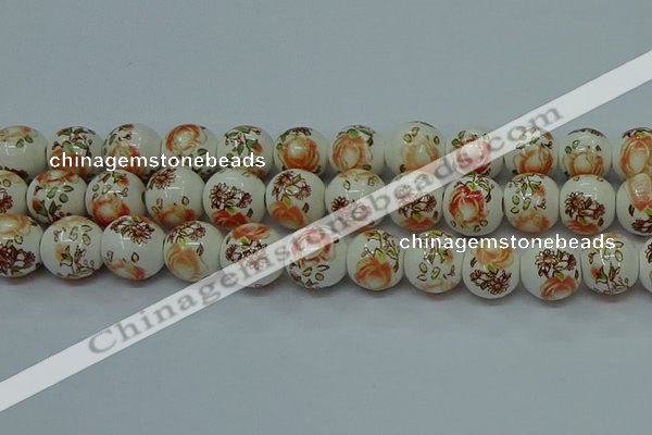 CPB672 15.5 inches 8mm round Painted porcelain beads