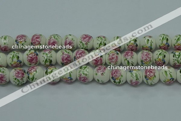 CPB681 15.5 inches 6mm round Painted porcelain beads