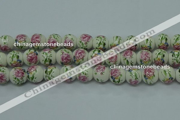 CPB683 15.5 inches 10mm round Painted porcelain beads