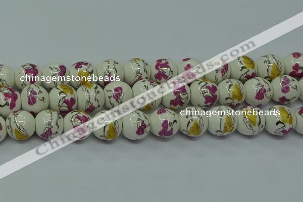 CPB691 15.5 inches 6mm round Painted porcelain beads