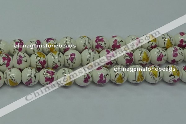 CPB695 15.5 inches 14mm round Painted porcelain beads