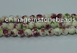 CPB701 15.5 inches 6mm round Painted porcelain beads