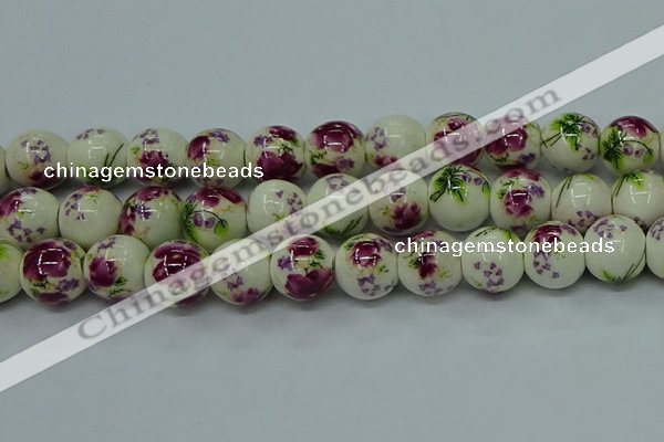 CPB701 15.5 inches 6mm round Painted porcelain beads