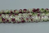 CPB702 15.5 inches 8mm round Painted porcelain beads