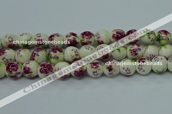 CPB702 15.5 inches 8mm round Painted porcelain beads