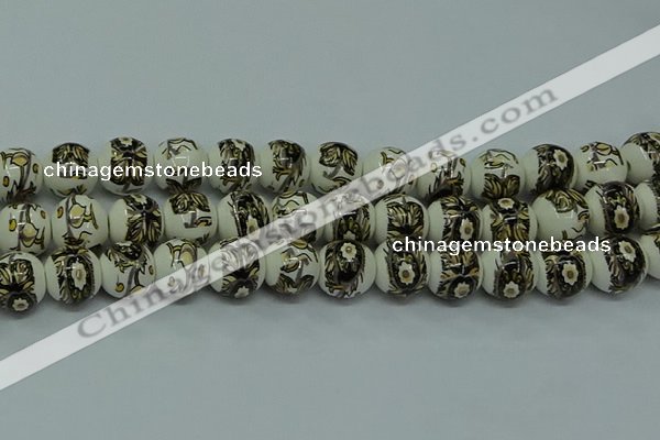 CPB711 15.5 inches 6mm round Painted porcelain beads