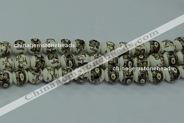 CPB715 15.5 inches 14mm round Painted porcelain beads