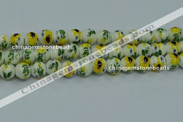 CPB734 15.5 inches 12mm round Painted porcelain beads