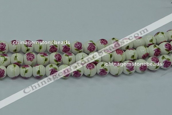 CPB742 15.5 inches 8mm round Painted porcelain beads