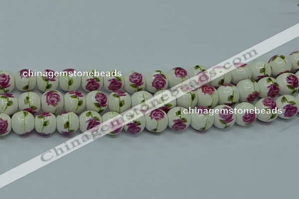 CPB745 15.5 inches 14mm round Painted porcelain beads