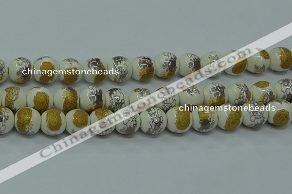 CPB752 15.5 inches 8mm round Painted porcelain beads