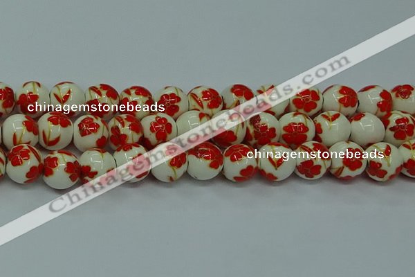 CPB761 15.5 inches 6mm round Painted porcelain beads