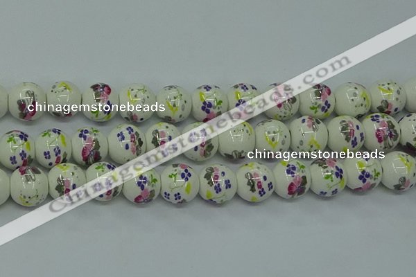 CPB771 15.5 inches 6mm round Painted porcelain beads