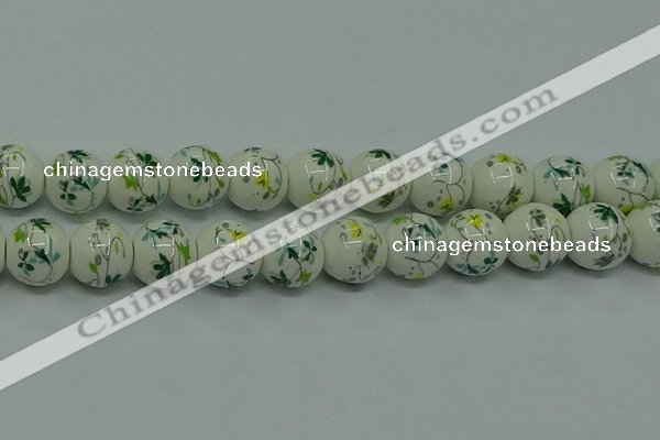 CPB781 15.5 inches 6mm round Painted porcelain beads