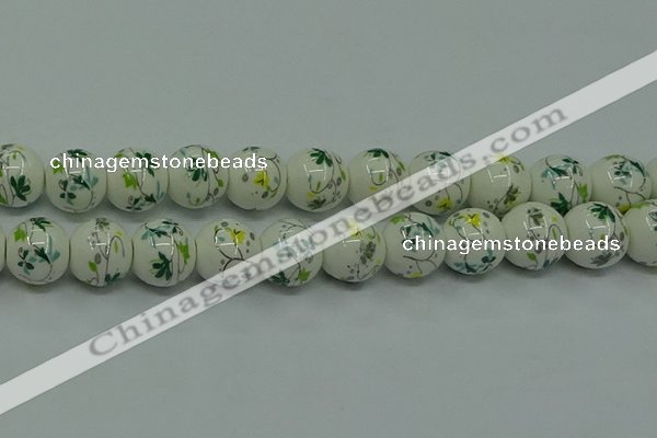 CPB782 15.5 inches 8mm round Painted porcelain beads