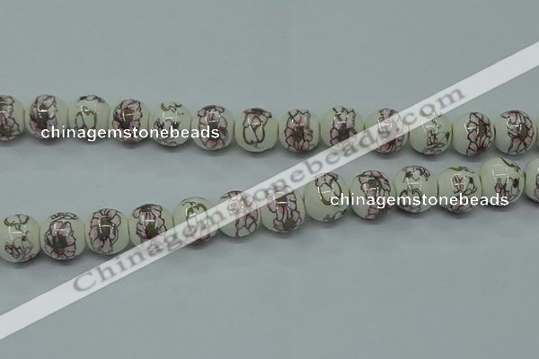 CPB792 15.5 inches 8mm round Painted porcelain beads