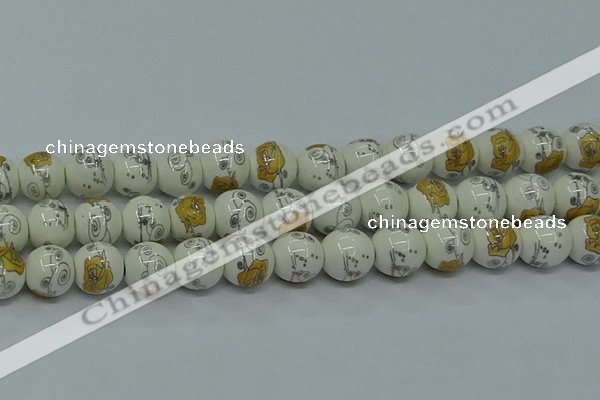 CPB802 15.5 inches 8mm round Painted porcelain beads