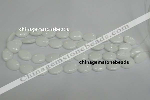 CPB88 15.5 inches 15*20mm oval white porcelain beads wholesale