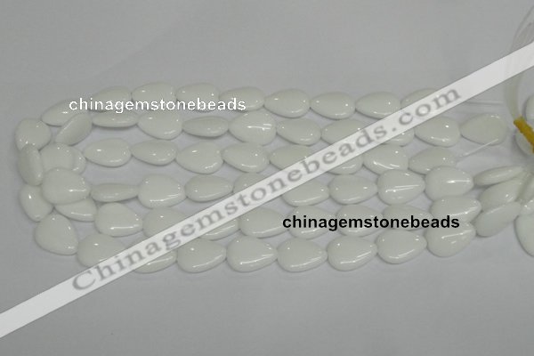 CPB91 15.5 inches 15*20mm flat teardrop white porcelain beads wholesale